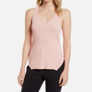 Lewit V-Neck Ribbed Tank Top - Coral